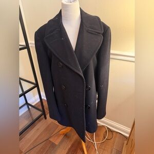 Men’s Vintage Double-Breasted Peacoat Jacket - Black